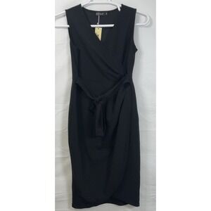 NWT Women's Oten Sleeveless Front Tie‎ Midi Cocktail Dress - Black - Medium